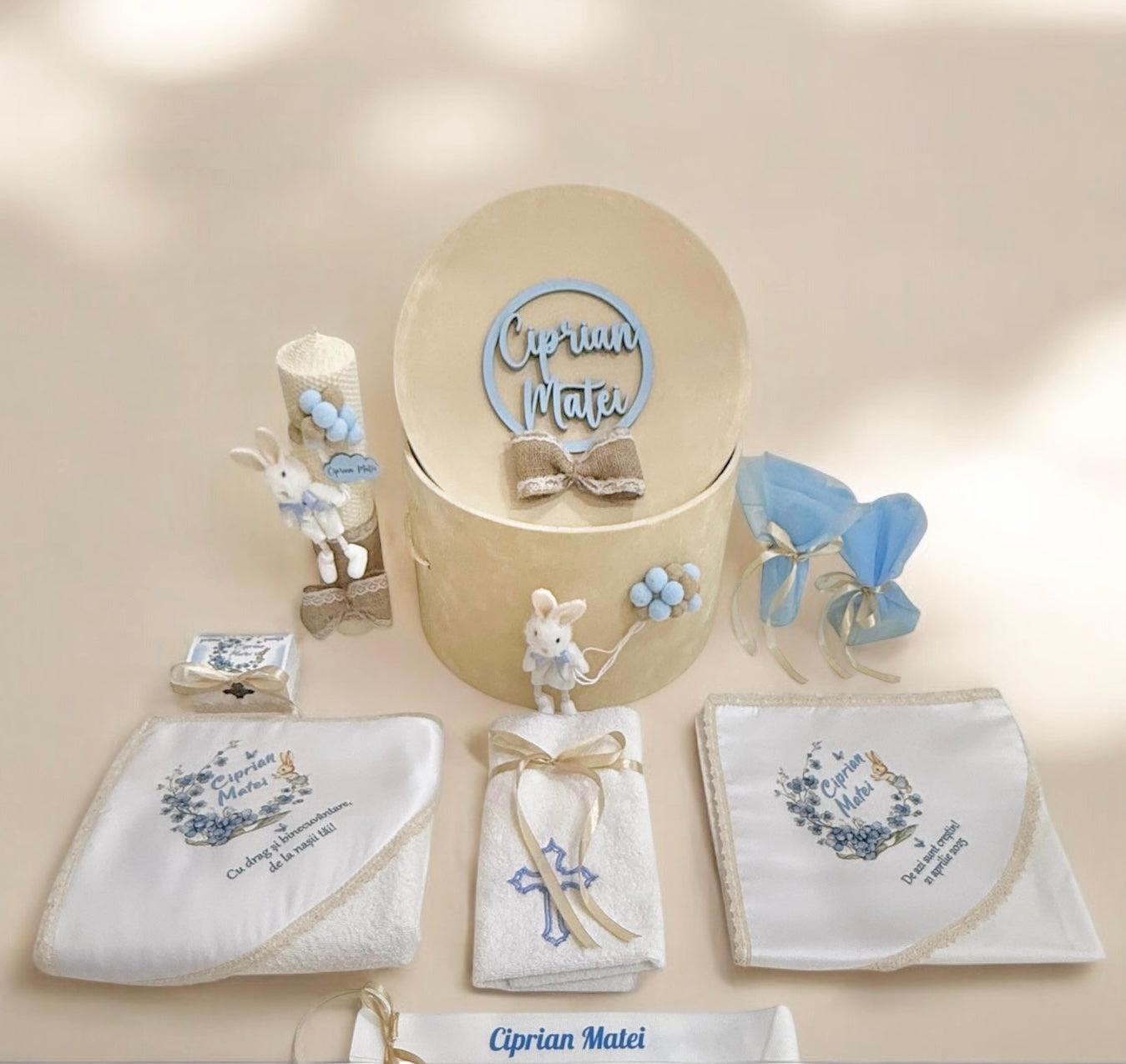 Set cufar, trusou si lumanare botez