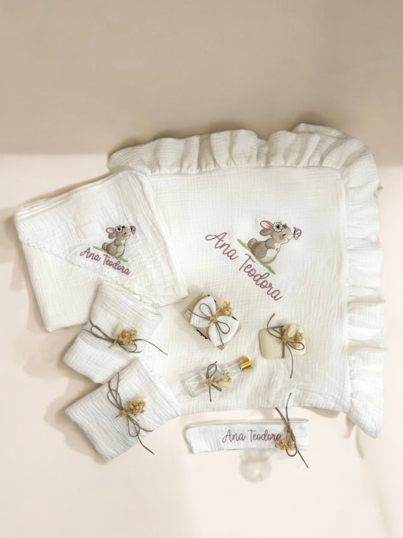 Trusou si paturica din muselina personalizate