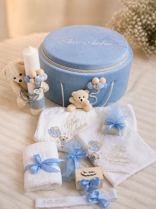 Set cufar, trusou si lumanare Blue from Theo