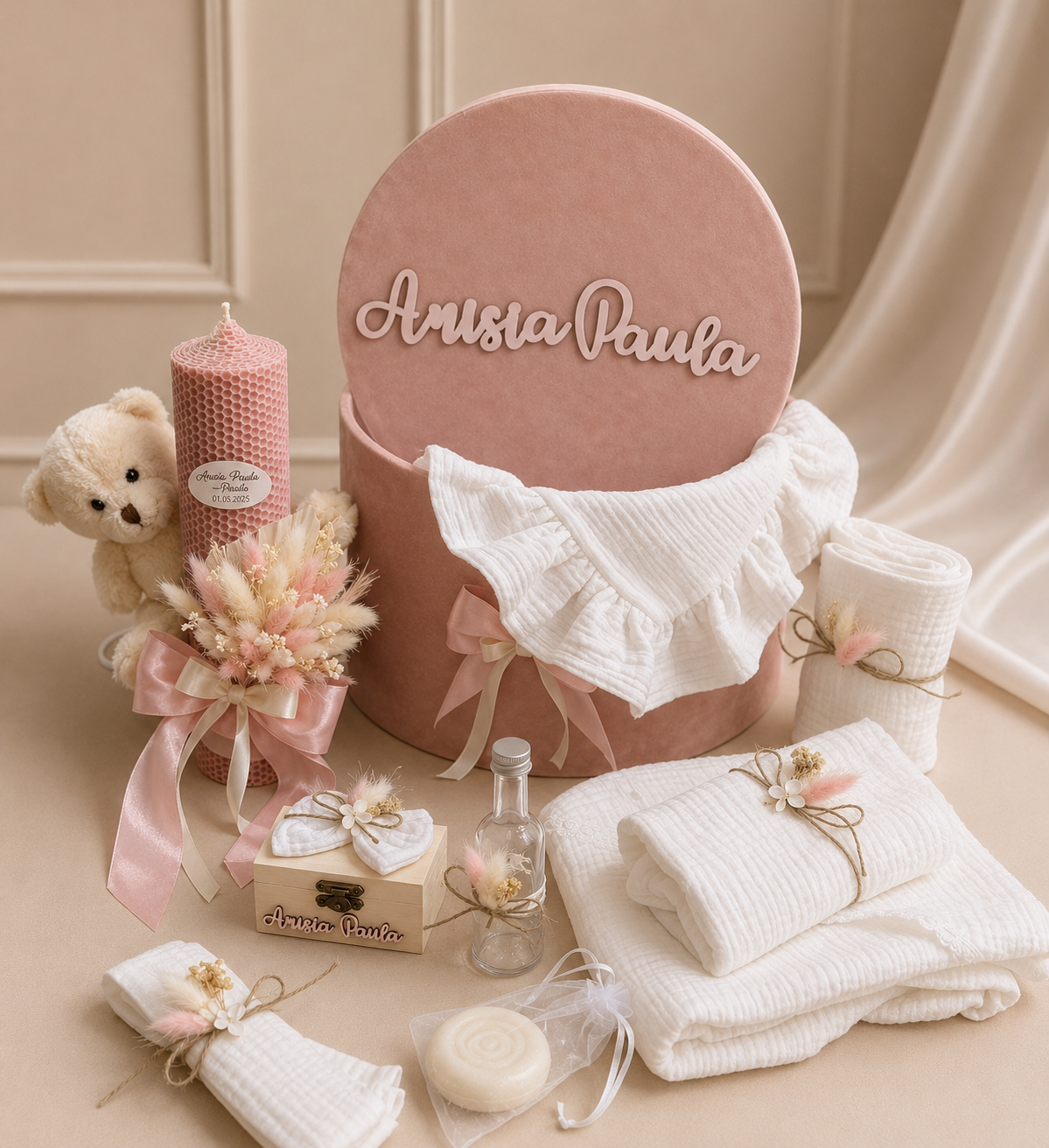 Set cufar, trusou si lumanare Pink Anisia