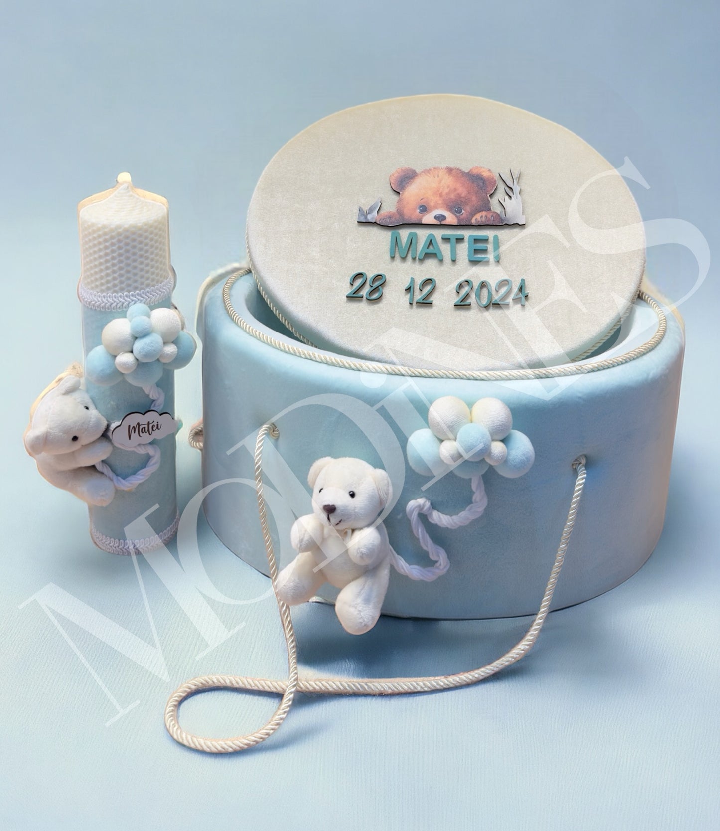 Set cufar, trusou si lumanare botez