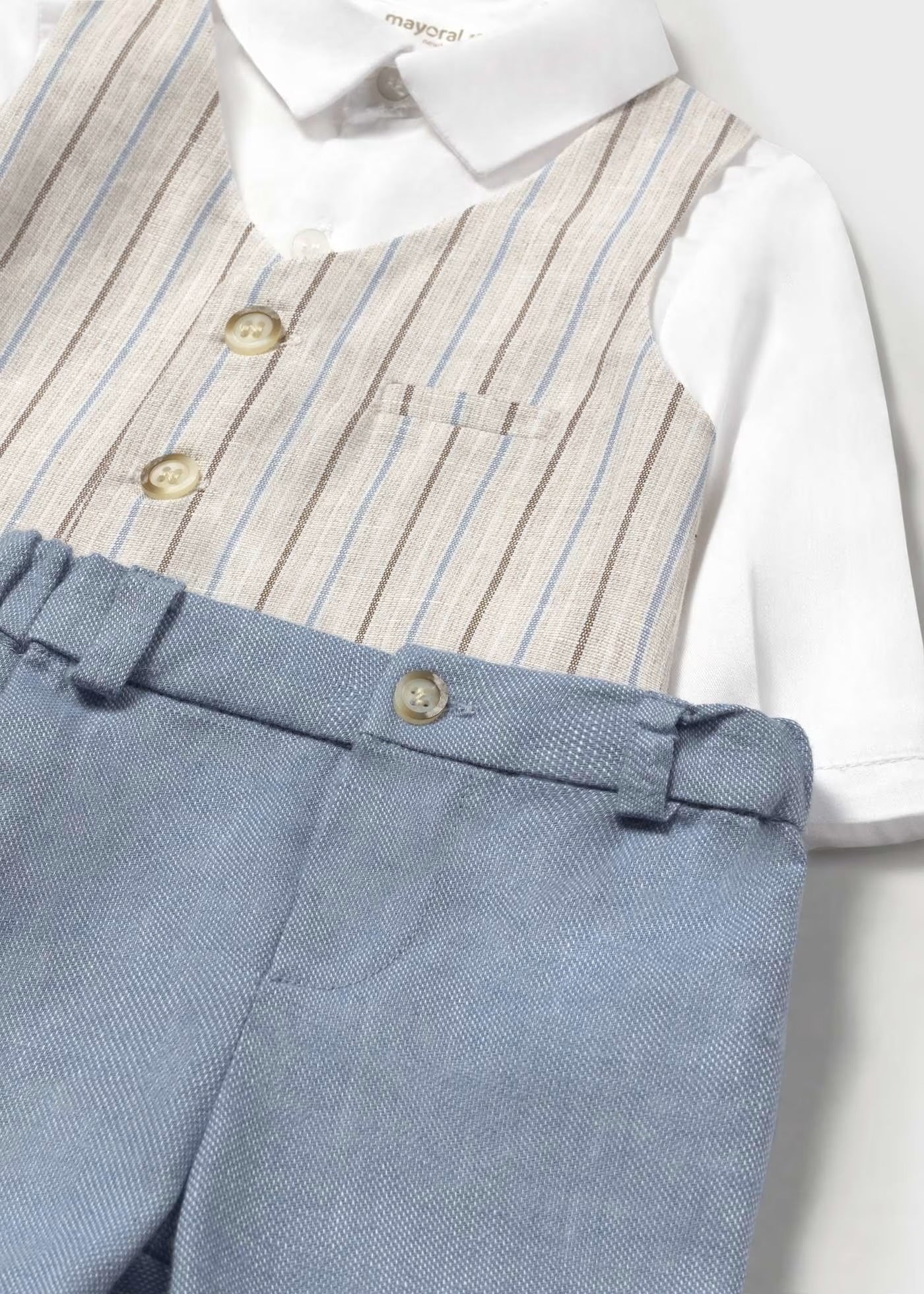 Set pantaloni scurti si camasa cu vesta nou-nascut Mayoral