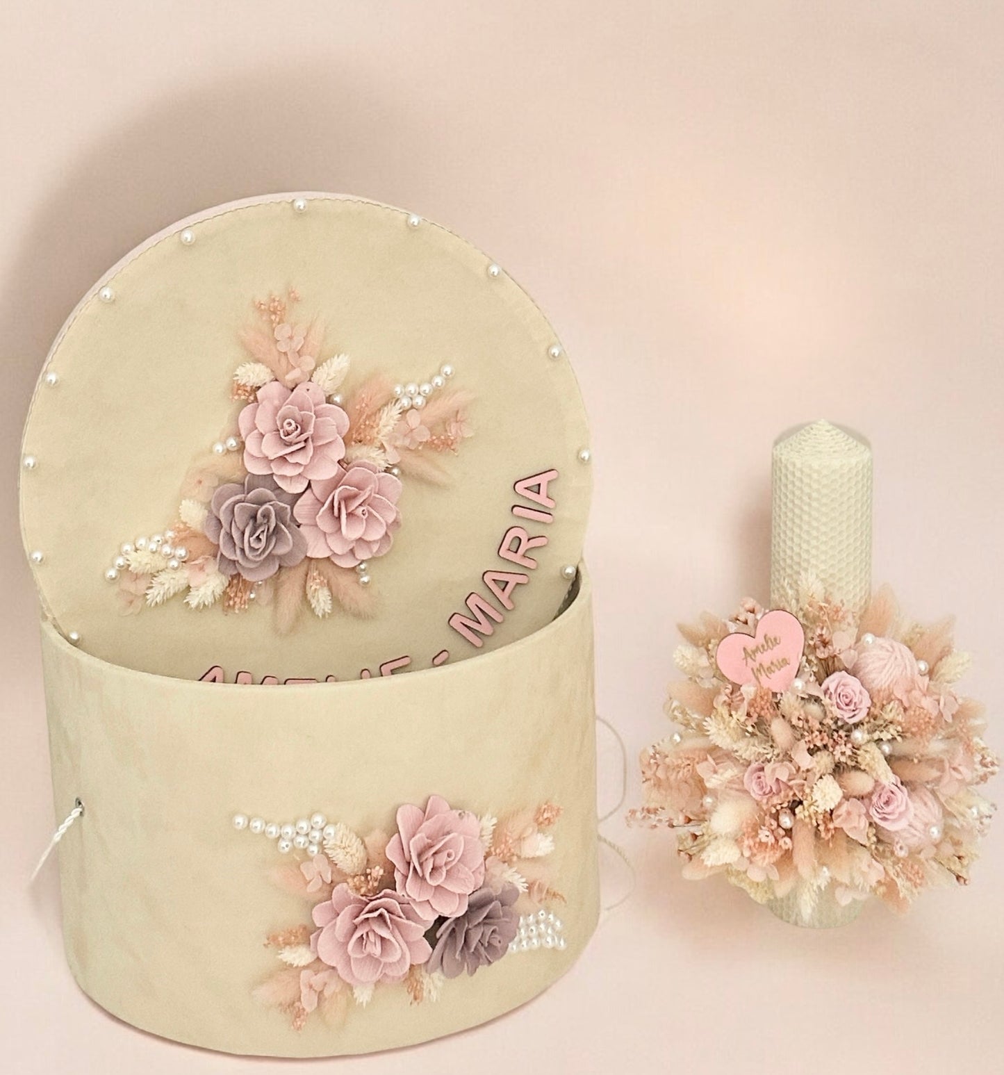 Set cutie, trusou si lumanare botez