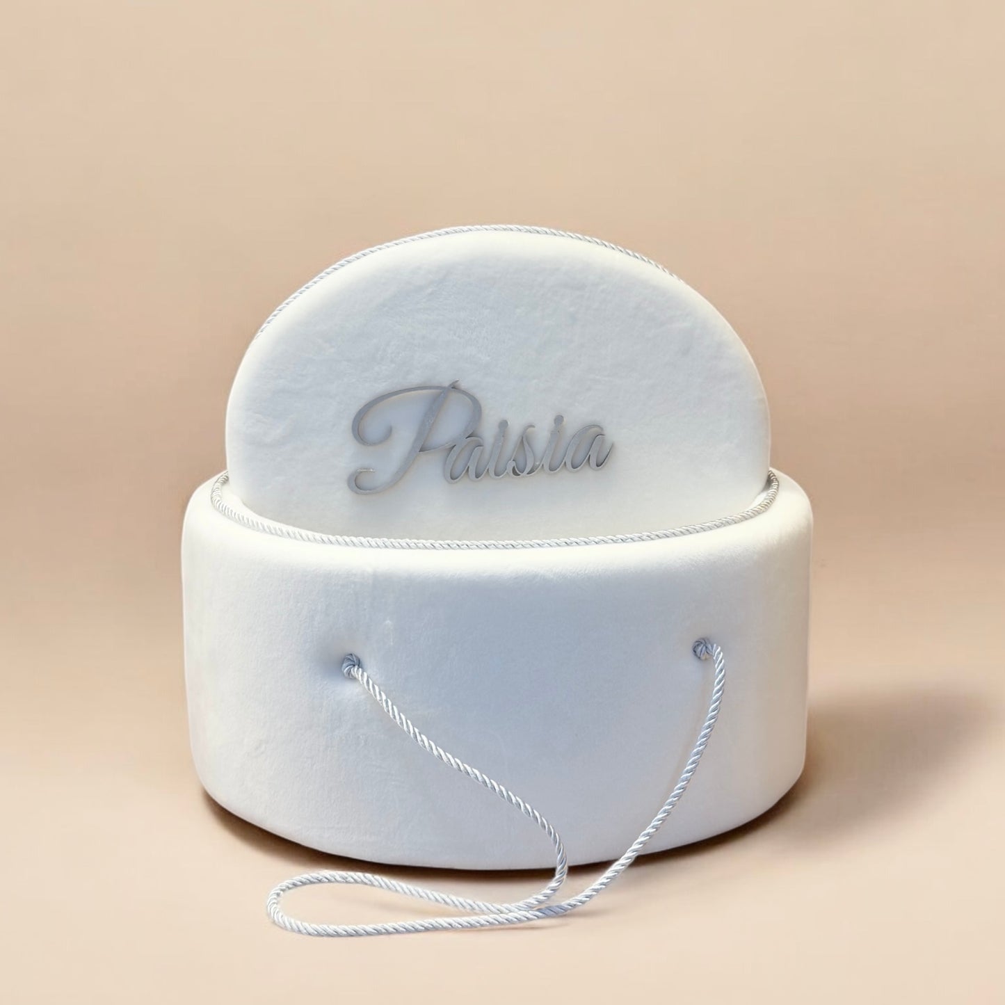 cufar botez personalizat, cufar catifea bebelus, cufar trusou elegant, cutie personalizata botez, cufar rotund cu nume