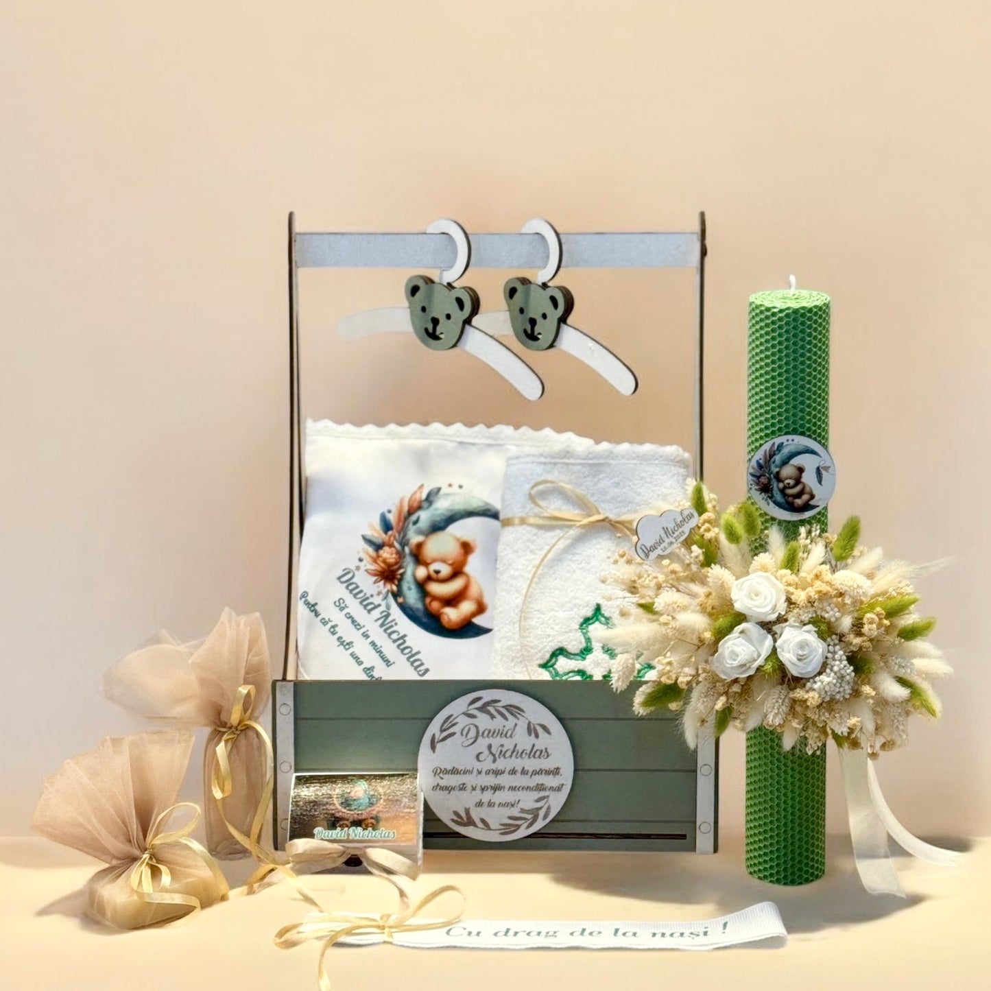Set cufar, trusou si lumanare botez Nicholas