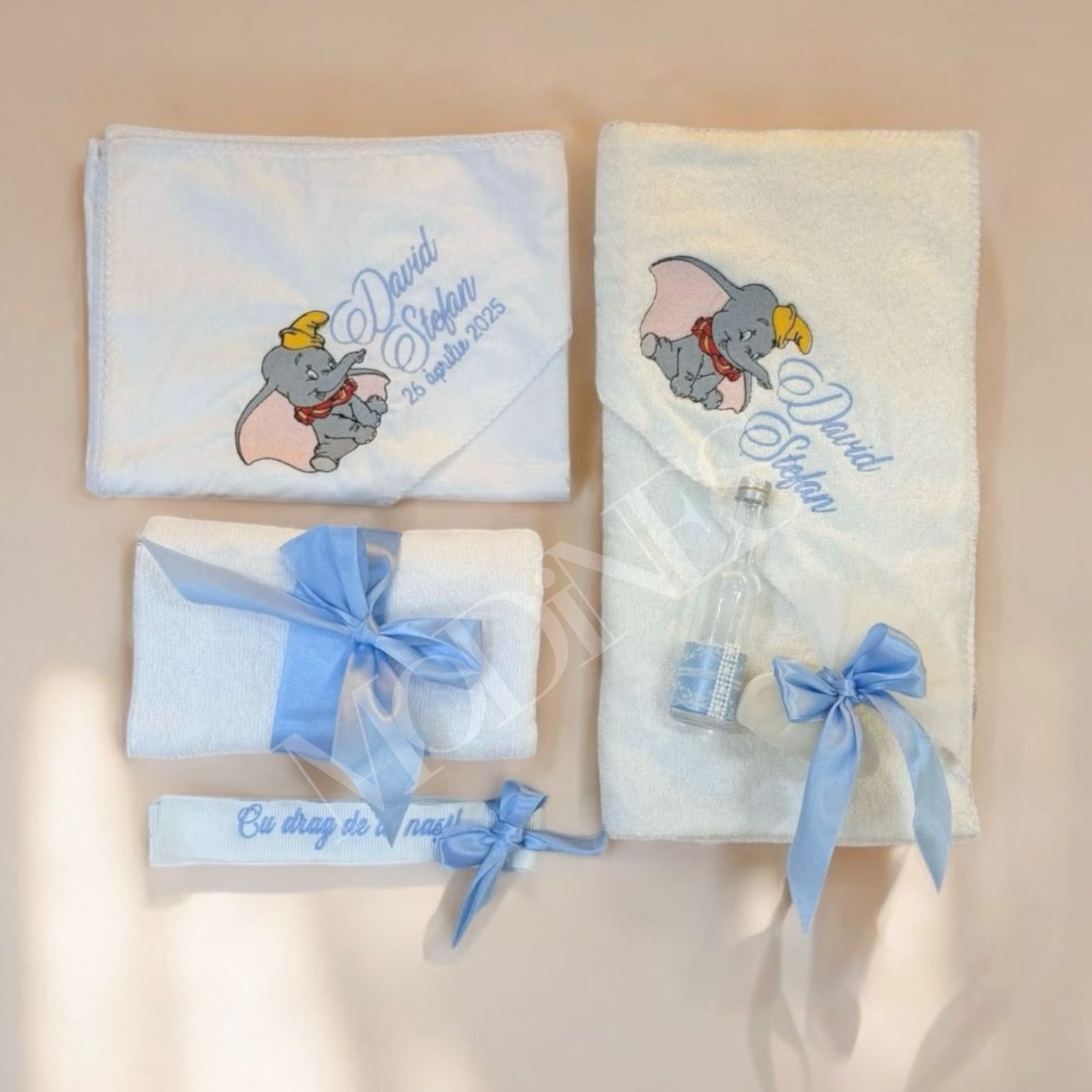 Trusou personalizat brodat baieti baiat bleu bumbac de lux