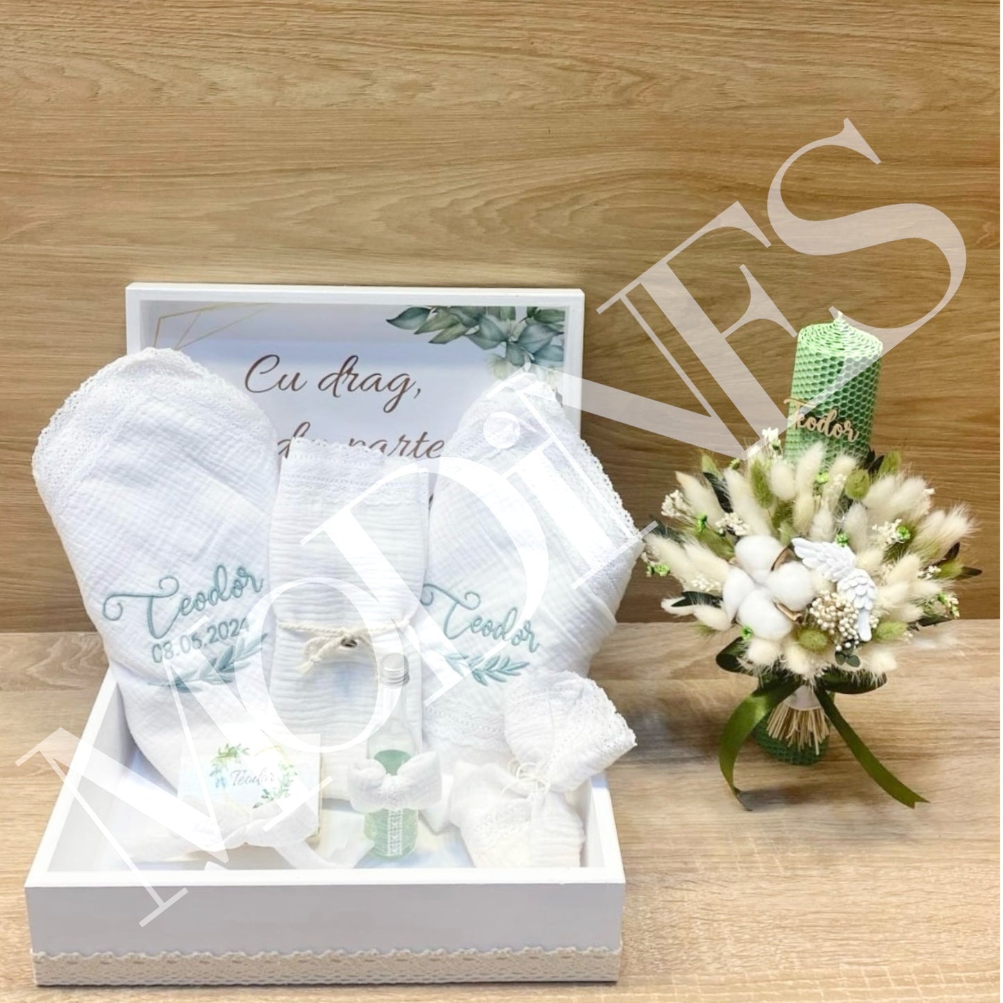 Set cufar, trusou si lumanare botez