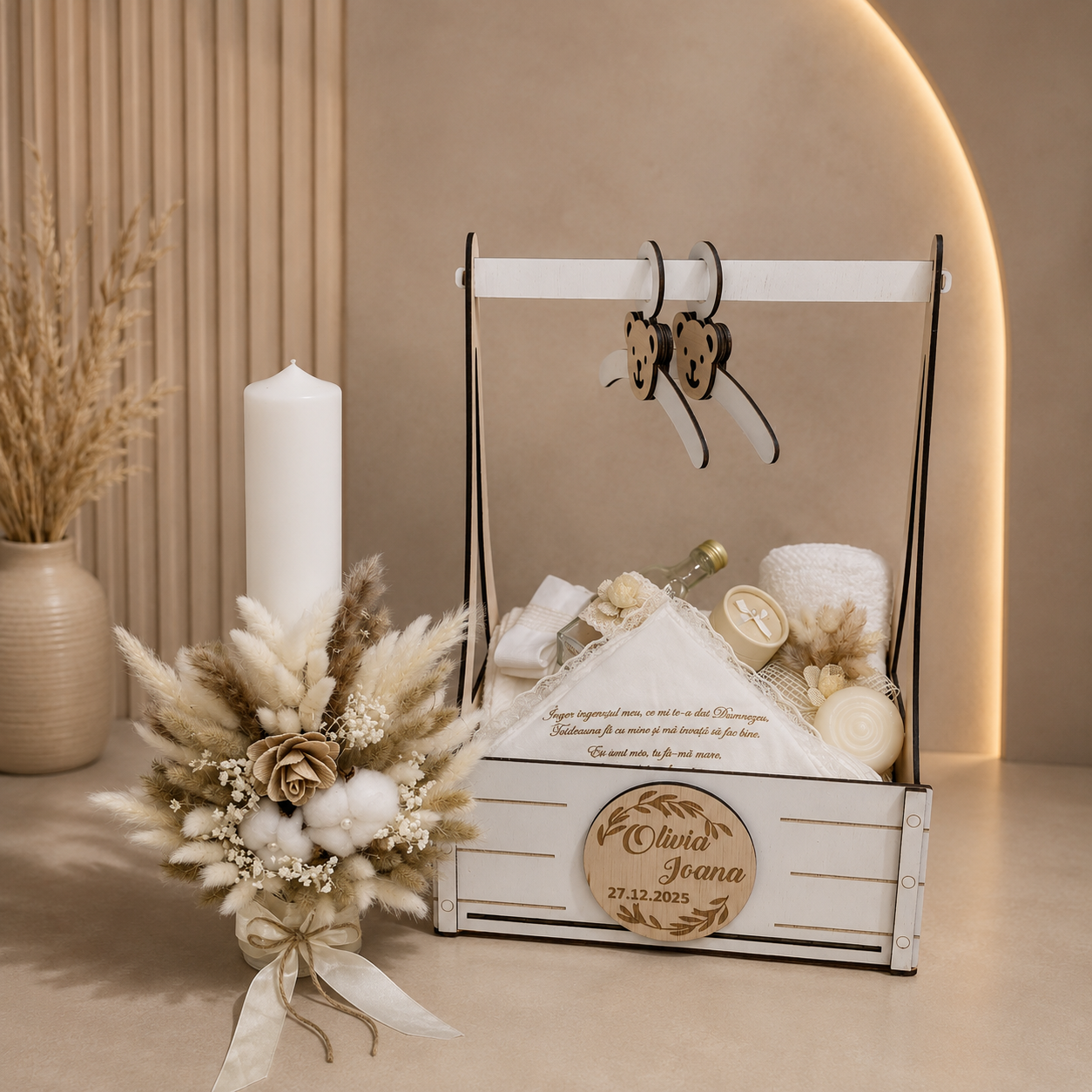 Set cufar, trusou si lumanare botez