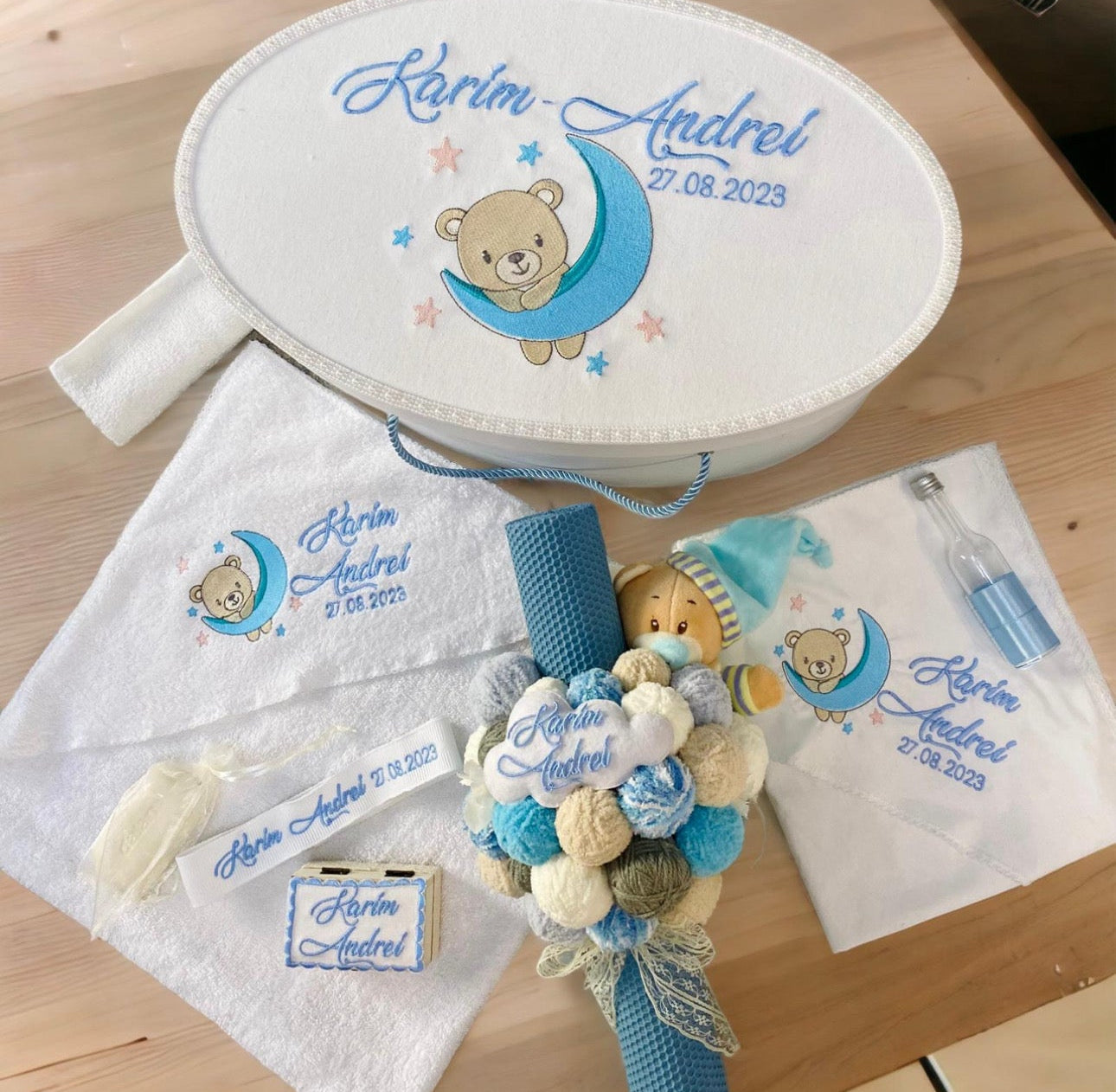 Set cufar, trusou si lumanare botez