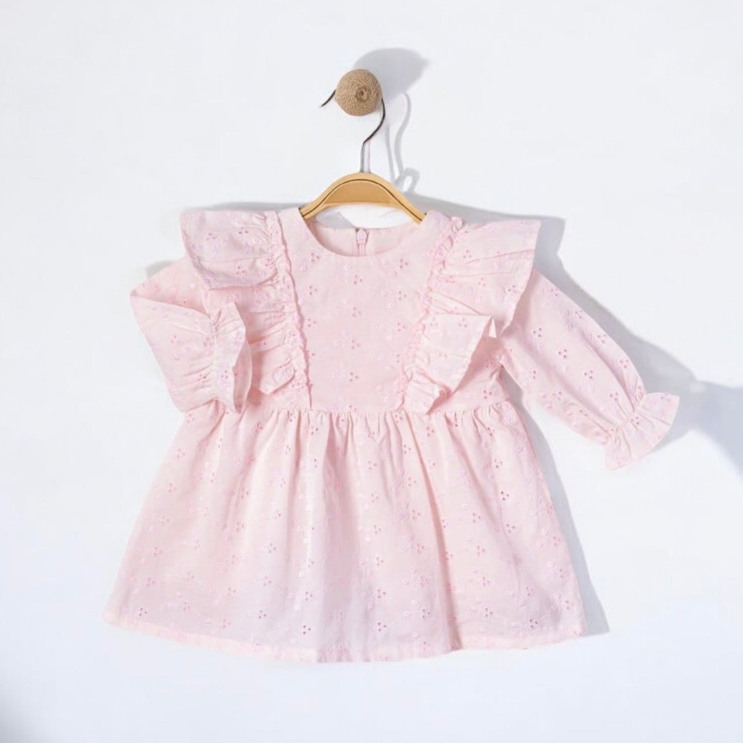 Rochita din bumbac brodat pentru fetite nou-nascut