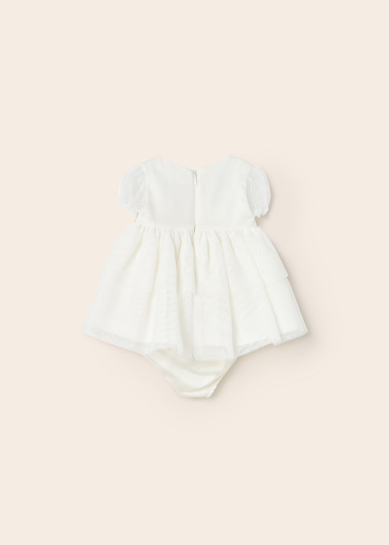 Rochie eleganta si chilotei asortati pentru nou-nascut