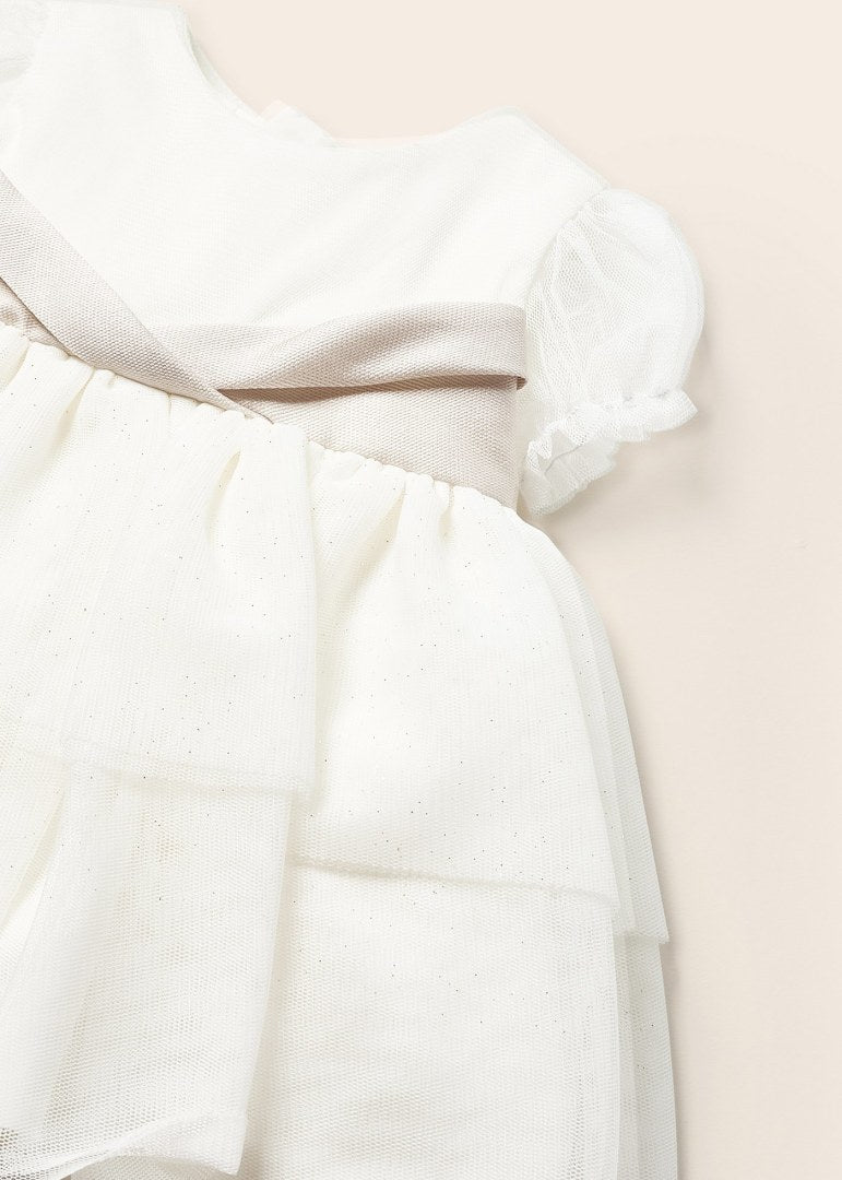 Rochie eleganta si chilotei asortati pentru nou-nascut
