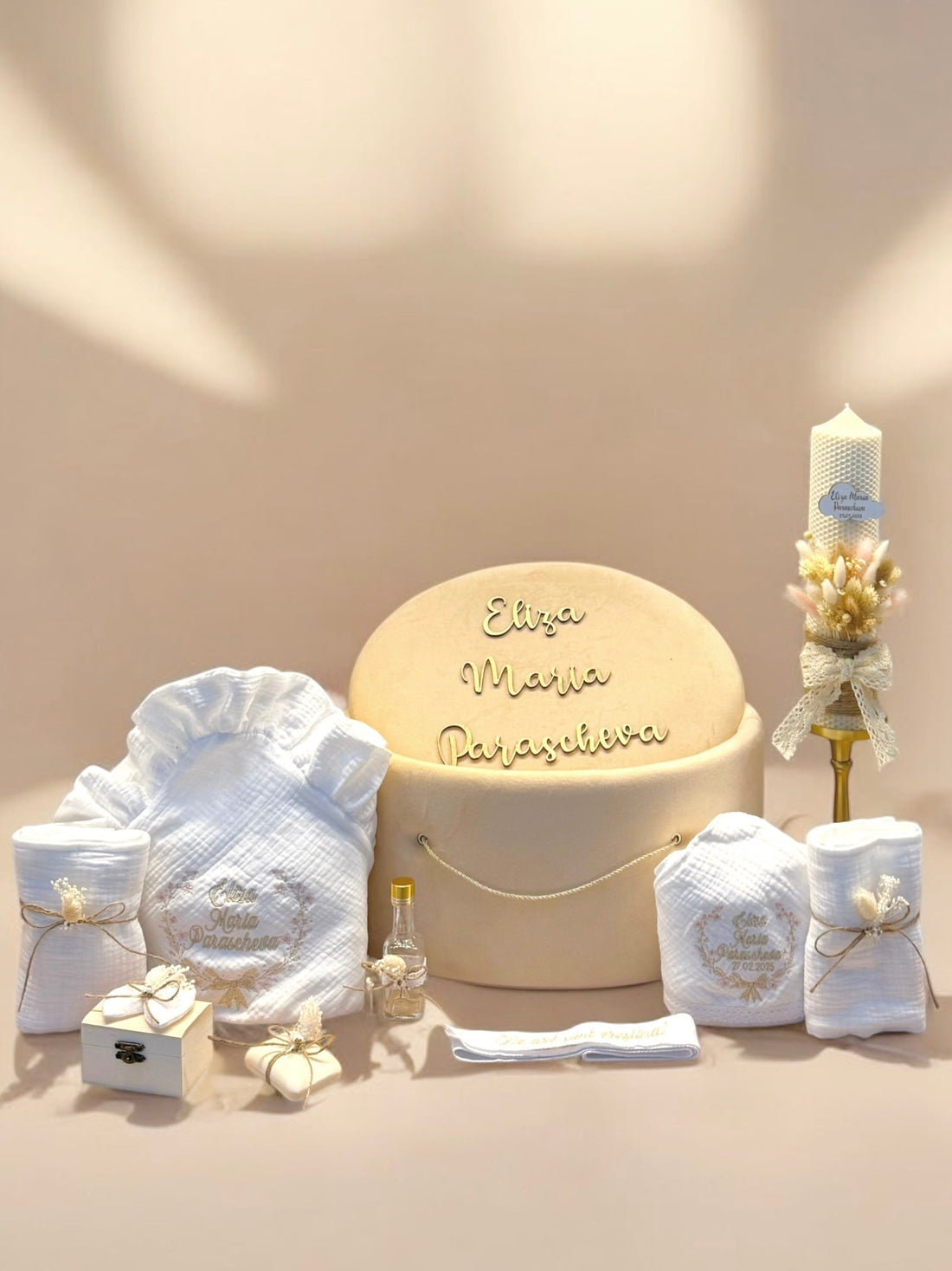 Trusou botez personalizat fetita baiat catifea muselina calitativ premium 