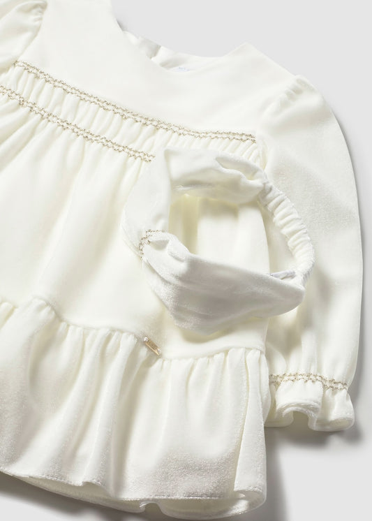 Rochie catifea cu bentita bebe