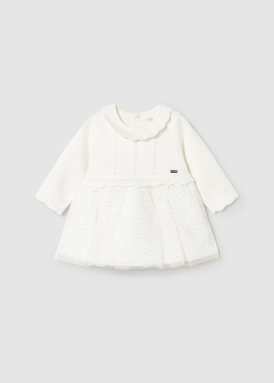 Rochie tricot si tul nou-nascut