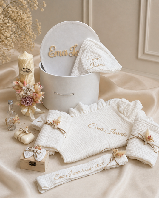 Set cufar, trusou si lumanare White Ema