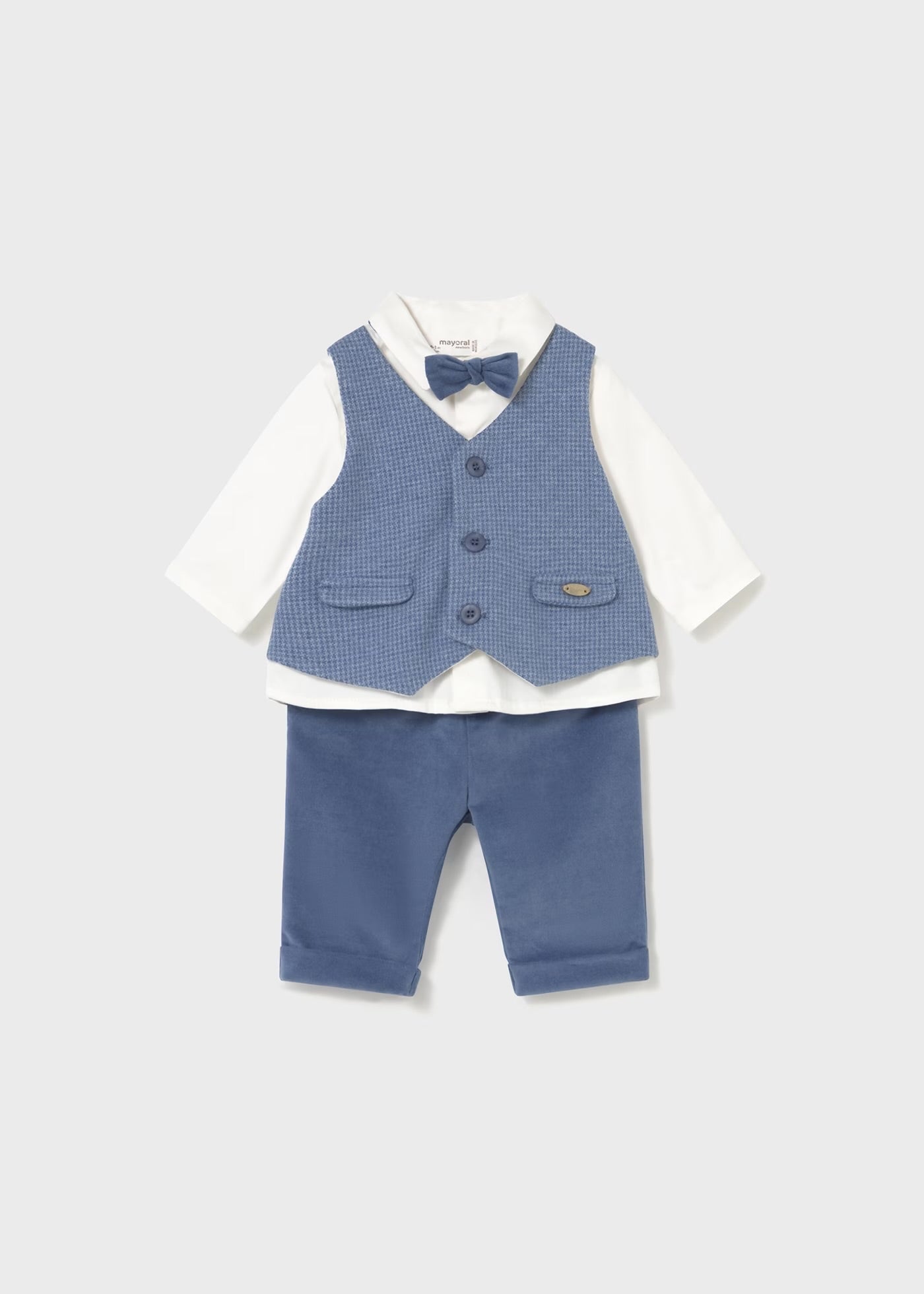 Set camasa cu papion si pantaloni nou-nascut