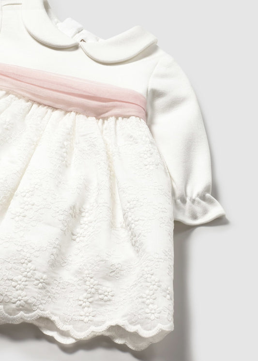 Rochie combinata broderie nou-nascut