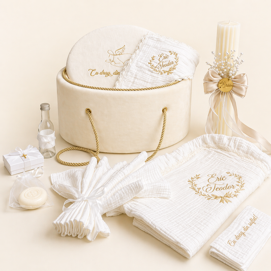 Set cufar, trusou si lumanare Creamy White