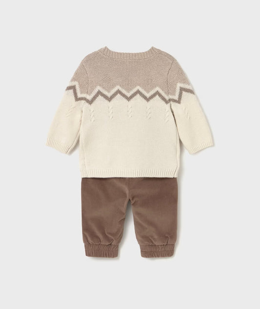 Set pantaloni si pulover nou-nascut