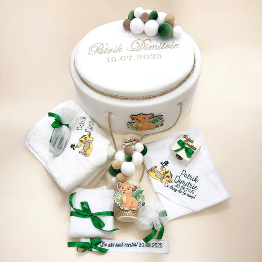 Set cufar, trusou si lumanare botez Patrik