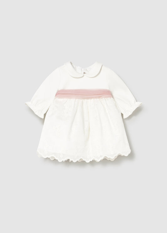 Rochie combinata broderie nou-nascut