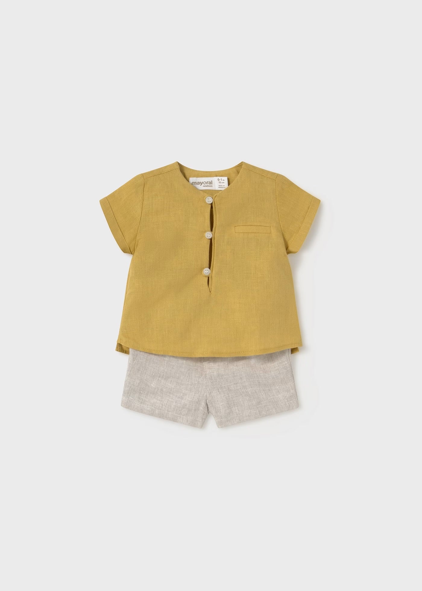Set pantaloni scurti si camasa din in nou-nascut Mayoral