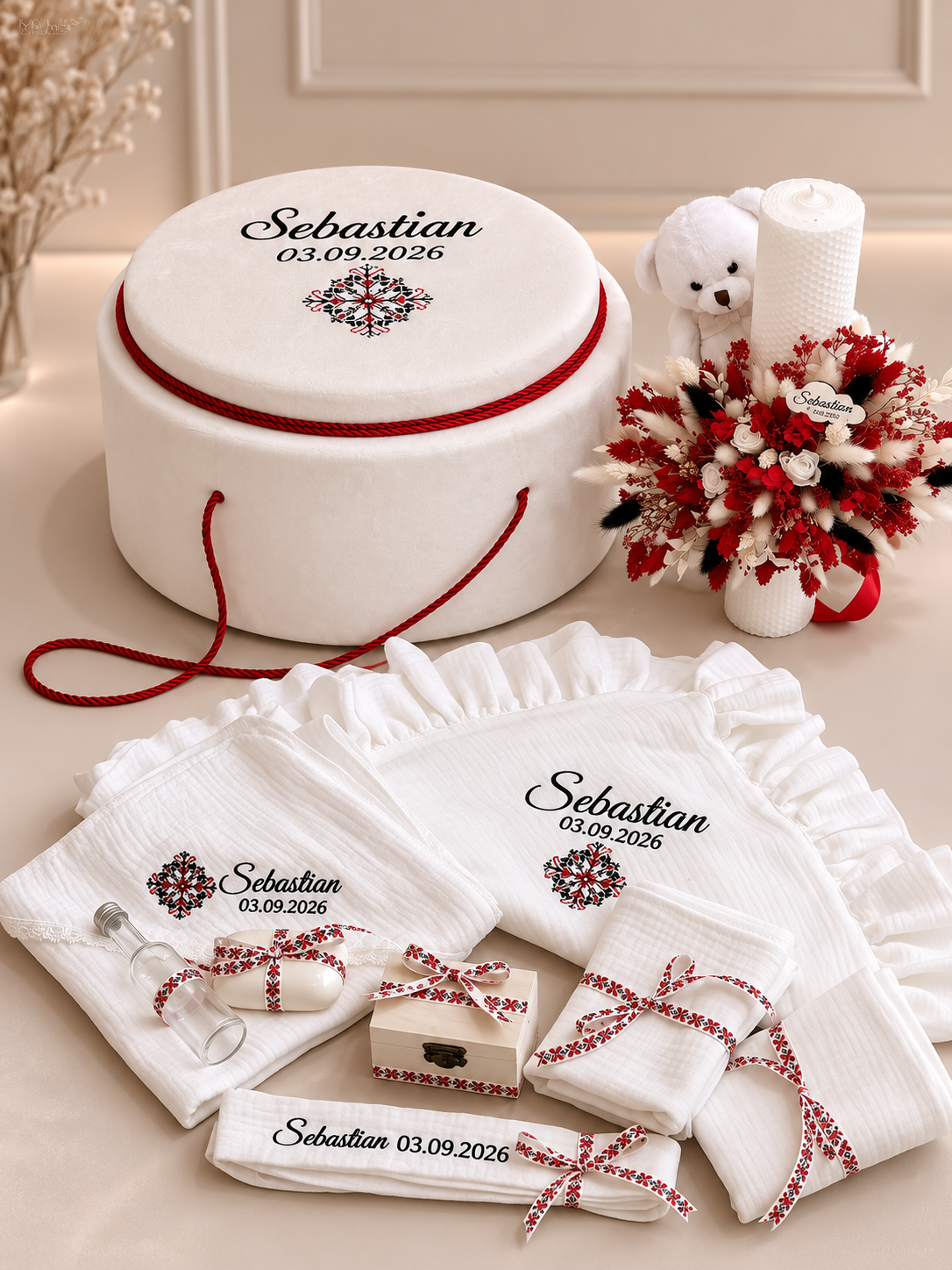Cufar, trusou si lumanare botez traditional