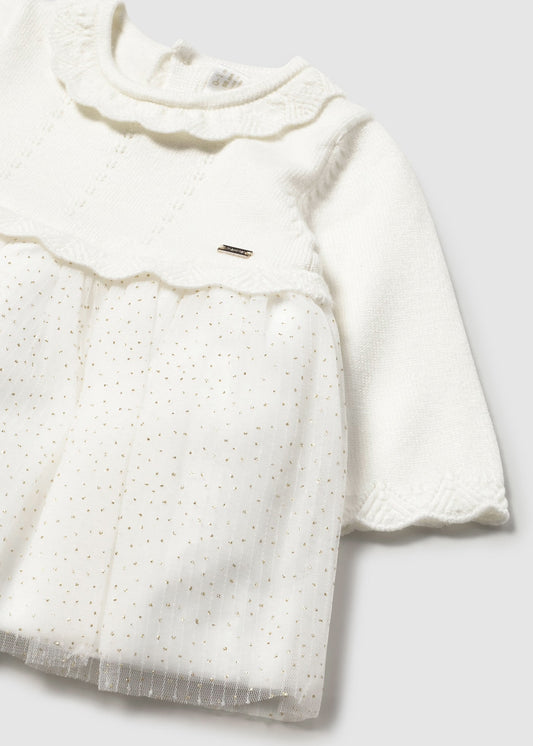 Rochie tricot si tul nou-nascut