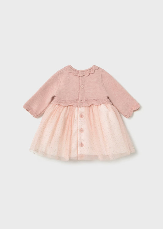 Rochie tricot si tul nou-nascut