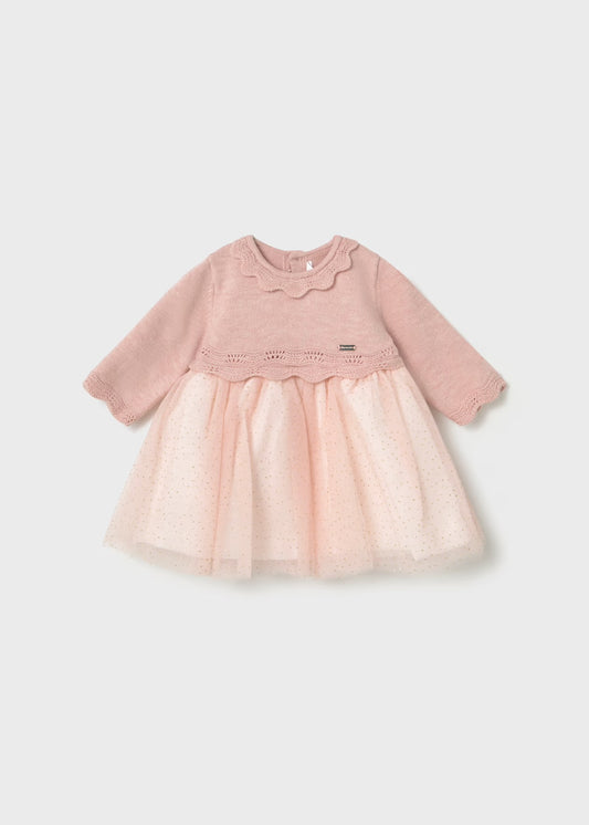 Rochie tricot si tul nou-nascut