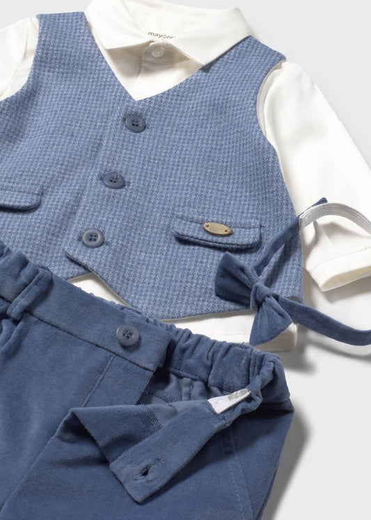 Set camasa cu papion si pantaloni nou-nascut
