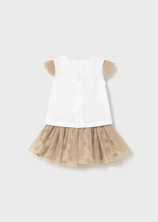Set fusta tul si tricou nou-nascut Mayora