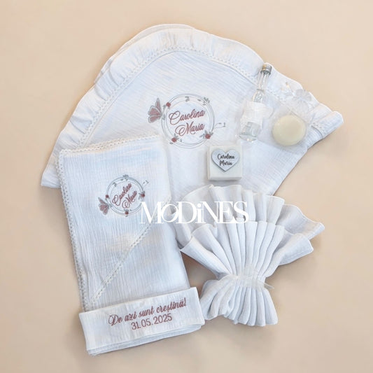 Trusou botez personalizat din muselina