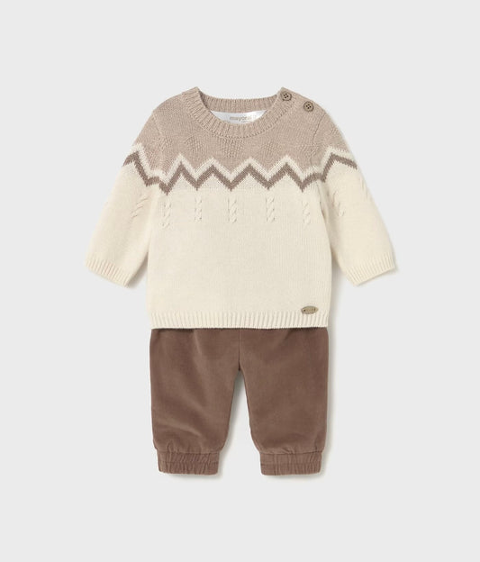 Set pantaloni si pulover nou-nascut