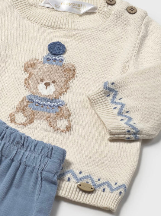 Set pantaloni si pulover nou-nascut