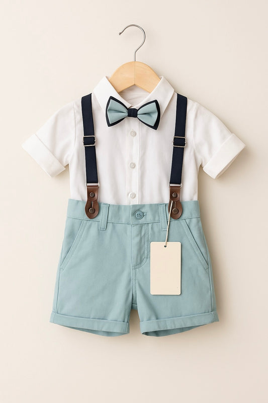 set botez baiat, haine elegante copii, outfit baietel 1 an, costum papion copil, bretele copii, haine evenimente copii, tinuta baiat botez