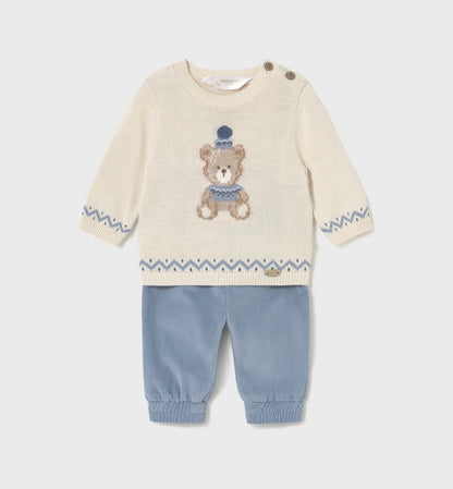 Set pantaloni si pulover nou-nascut