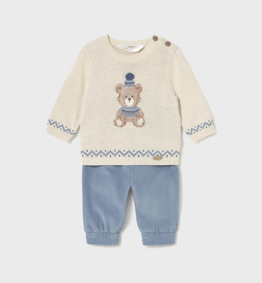 Set pantaloni si pulover nou-nascut