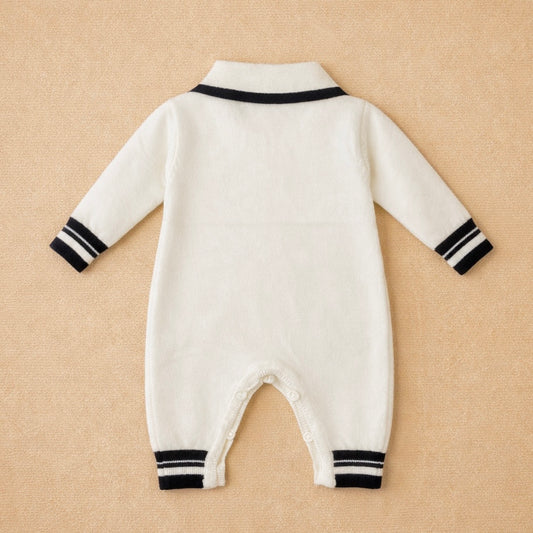 Salopeta tricotata tip polo – alb