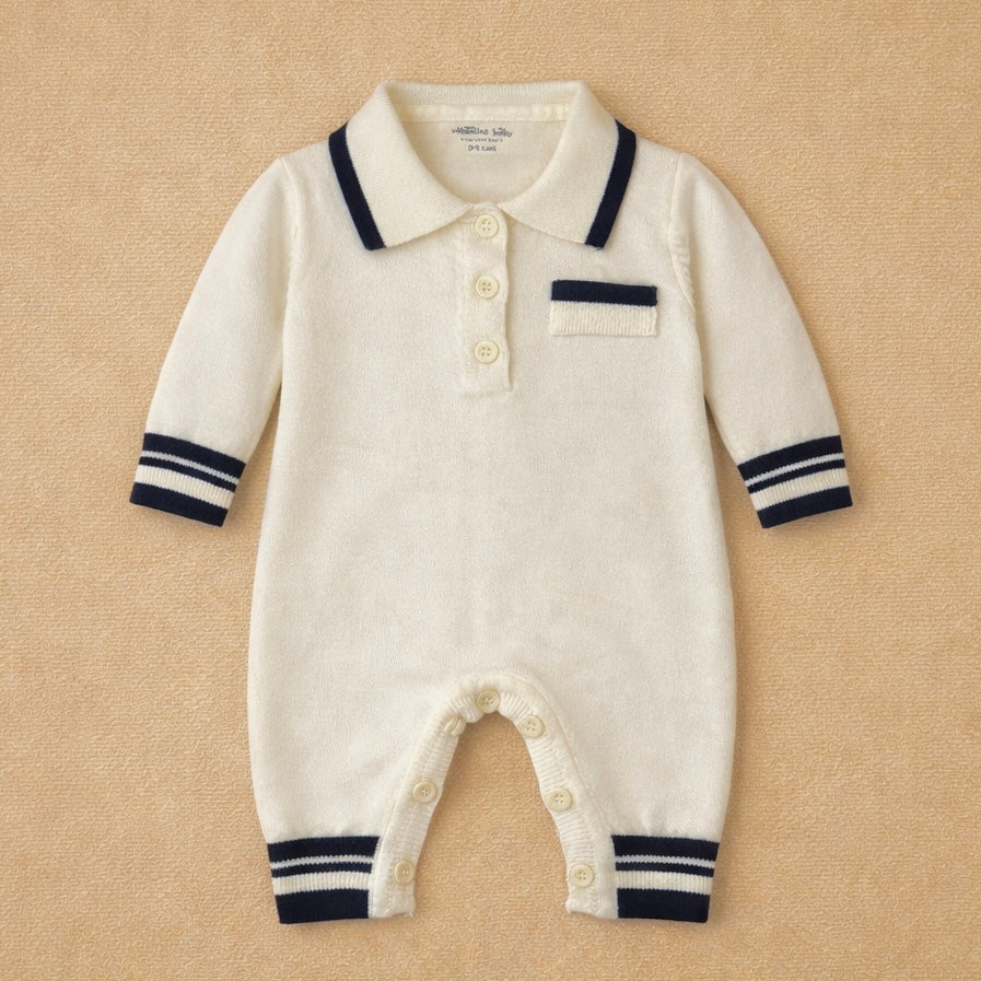 Salopeta tricotata tip polo – alb