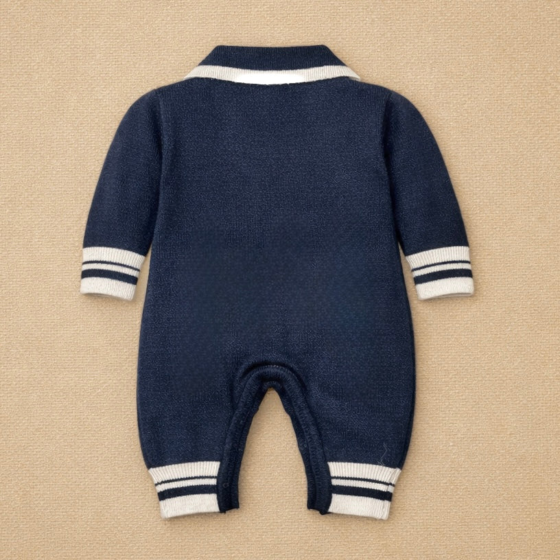 Salopeta tricotata tip polo – bleumarin