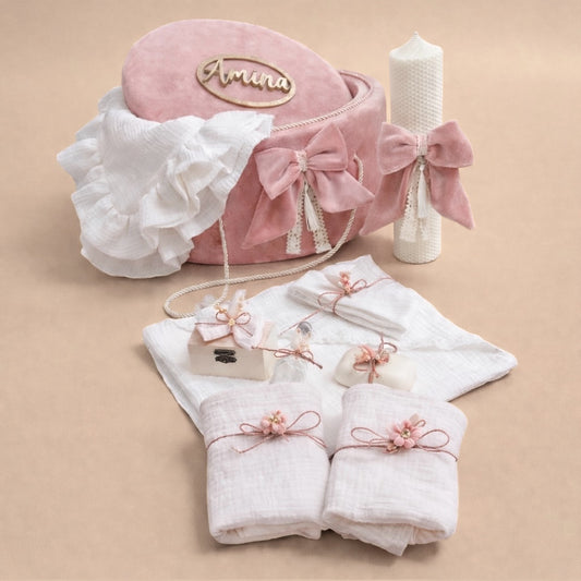 Set cufar, trusou si lumanare Pink Sweat Bow