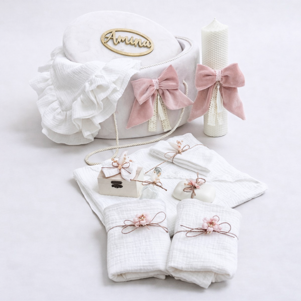 Set cufar, trusou si lumanare White Sweat Bow