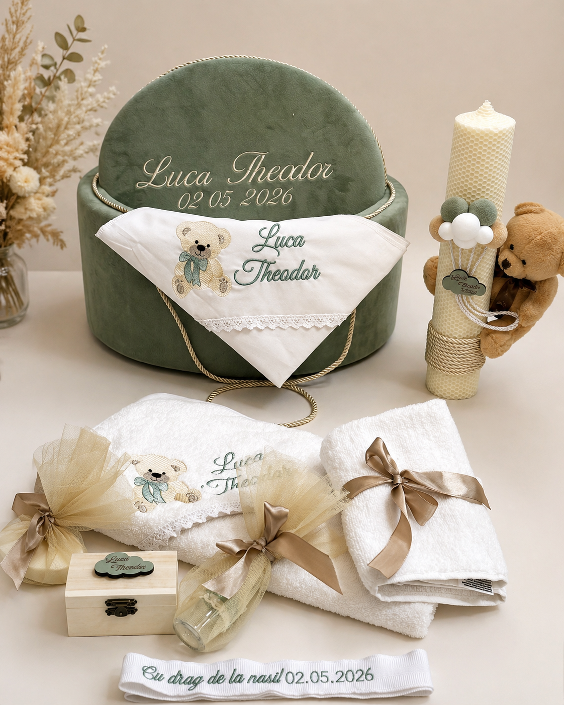 Set cufar, trusou si lumanare Olive for Luca