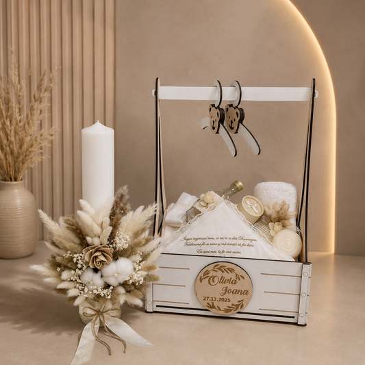 Set cufar, trusou si lumanare botez