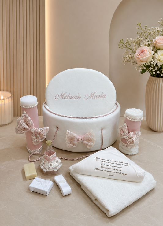 Set cufar, trusou si lumanare botez