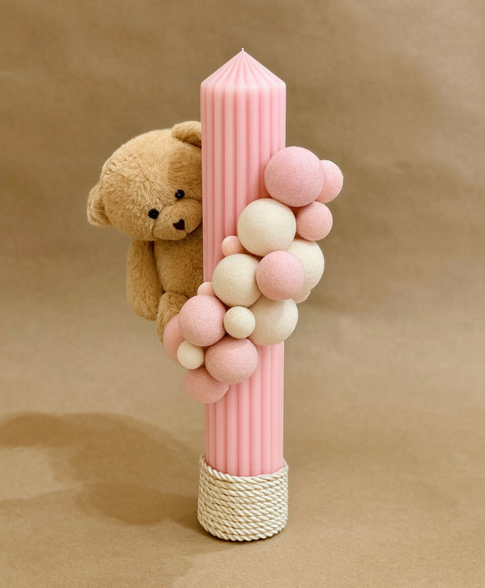 Lumanare botez fete roz frumoasa