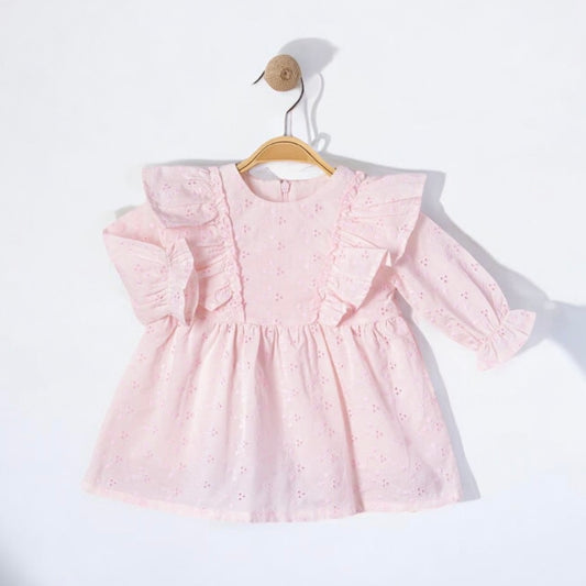 Rochita din bumbac brodat pentru fetite nou-nascut