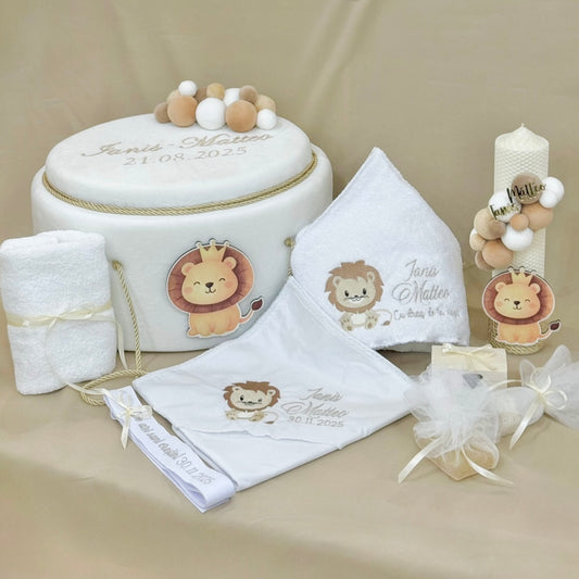 Set cufar, trusou si lumanare botez personalizate